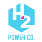 vertical lockup of H2power co logo Blue